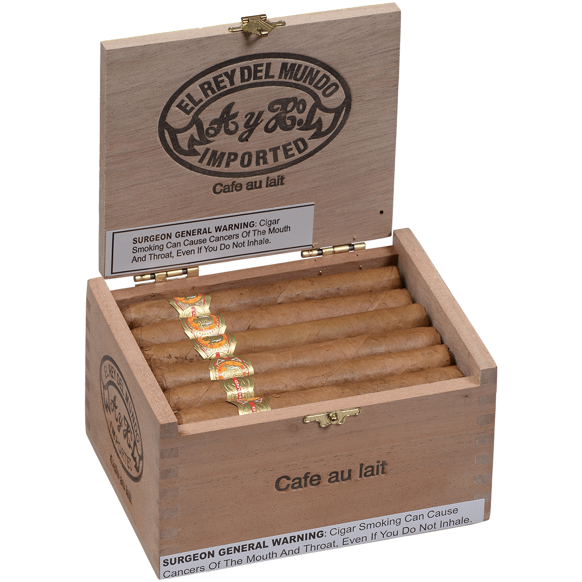 El Rey Del Mundo Ems Cafe Au Lait 24 Ct. Box 4.50X35