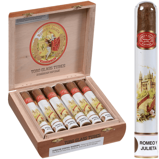 Romeo Y Julieta Vintage Toro Glass Tube 12 Ct. Box 6.00X50