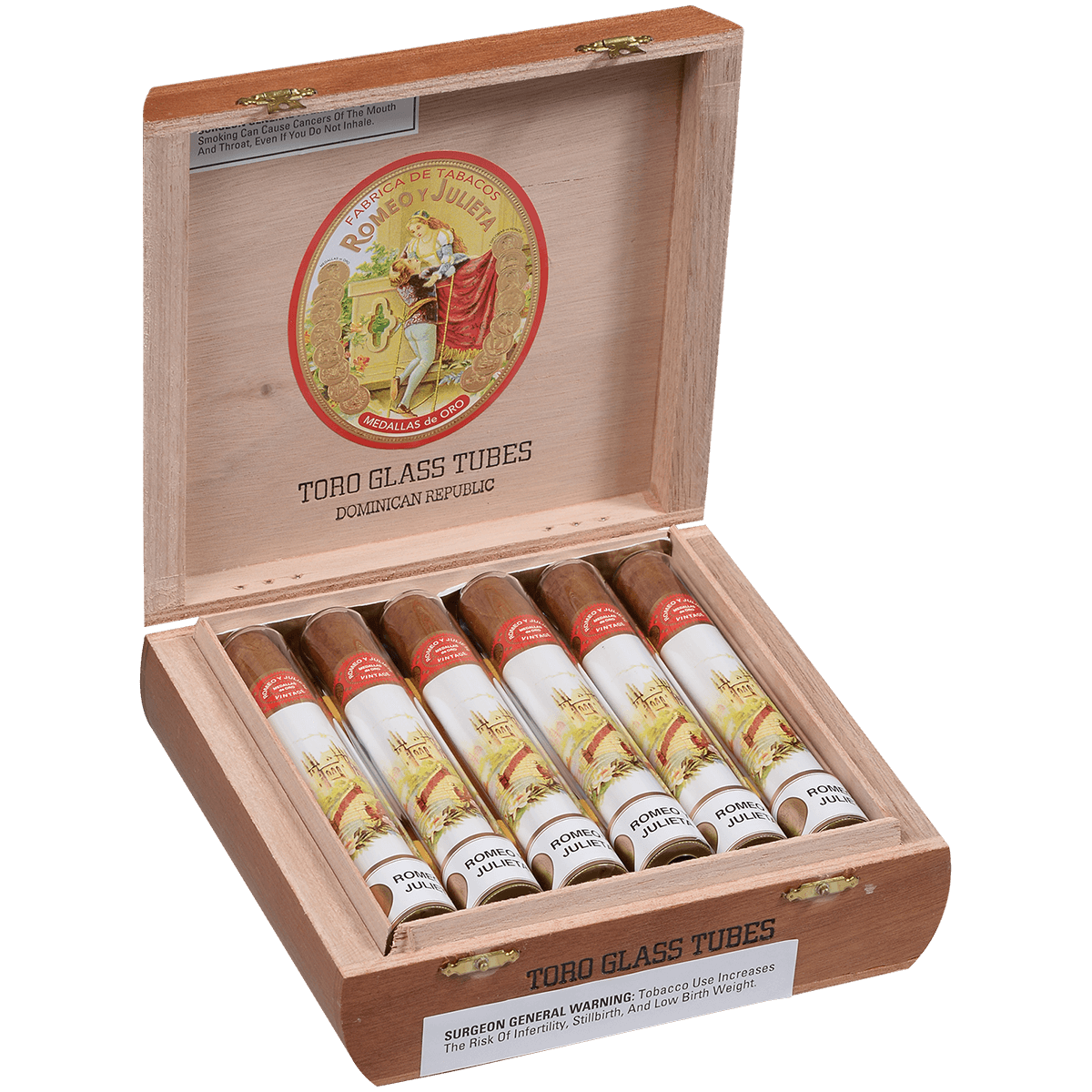 Romeo Y Julieta Vintage Toro Glass Tube 12 Ct. Box 6.00X50