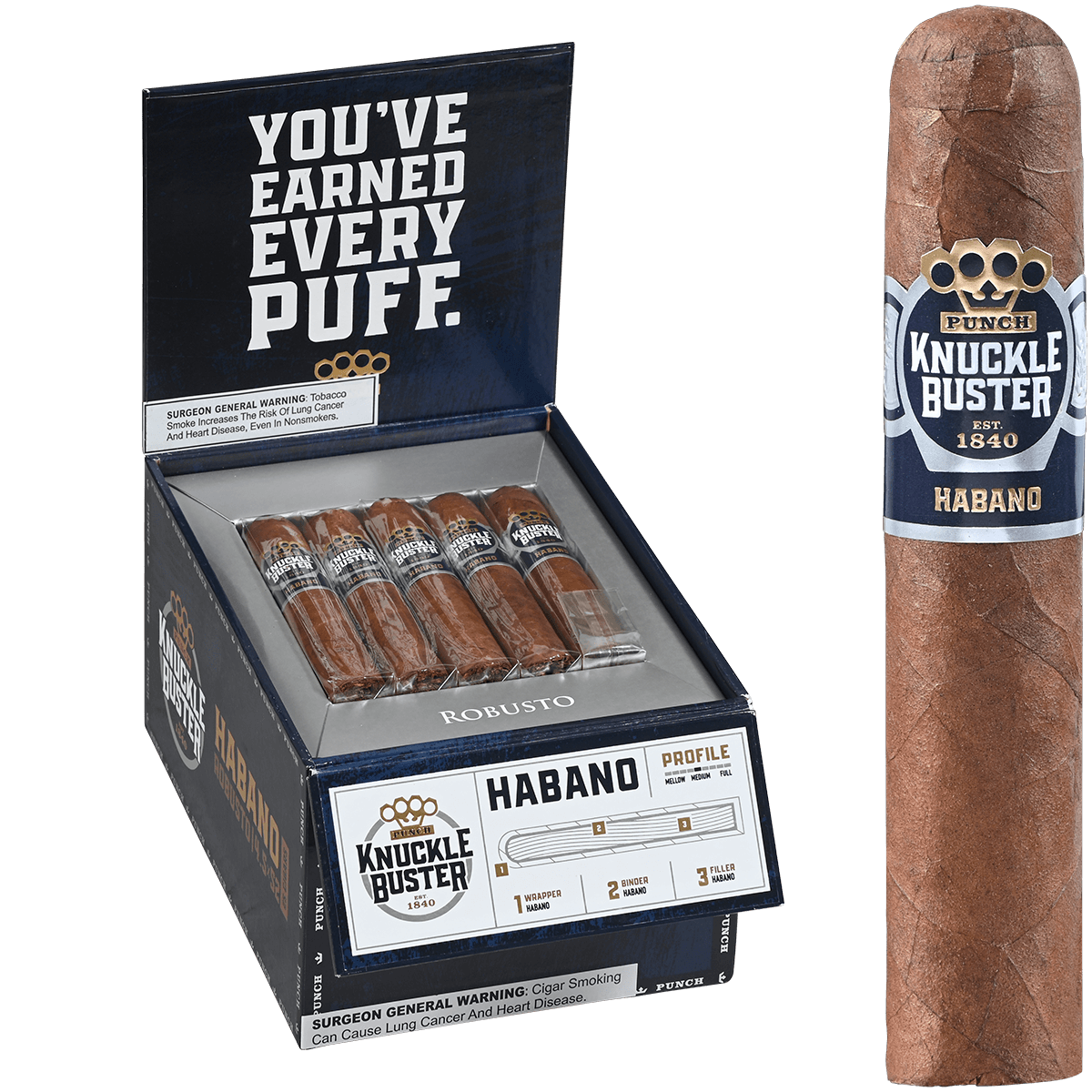 PUNCH KNUCKLE BUSTER HABANO ROBUSTO 4.50x50 25 CT. BOX