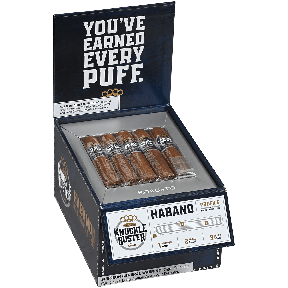 PUNCH KNUCKLE BUSTER HABANO ROBUSTO 4.50x50 25 CT. BOX