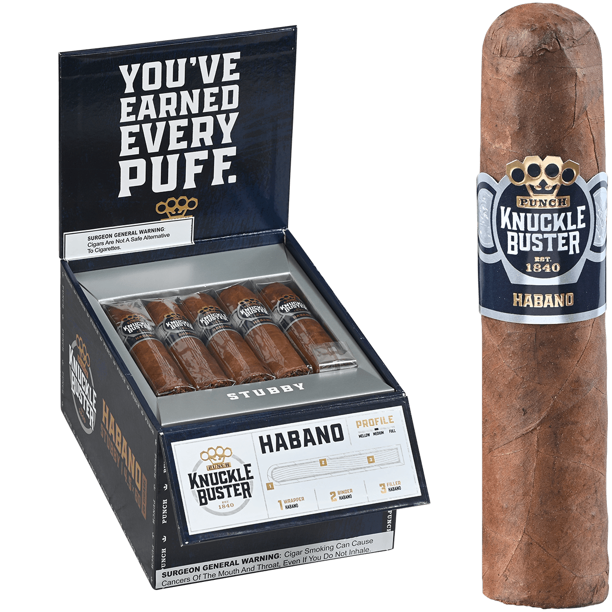 PUNCH KNUCKLE BUSTER HABANO STUBBY 4.25x60 20 CT. BOX