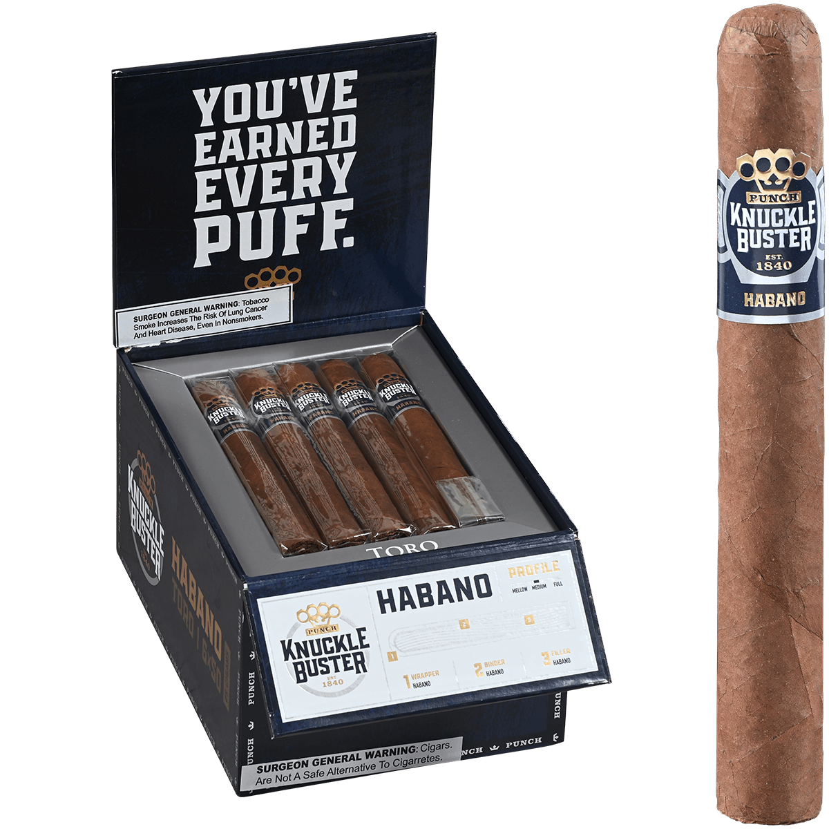 PUNCH KNUCKLE BUSTER HABANO TORO 6x50 25 CT. BOX