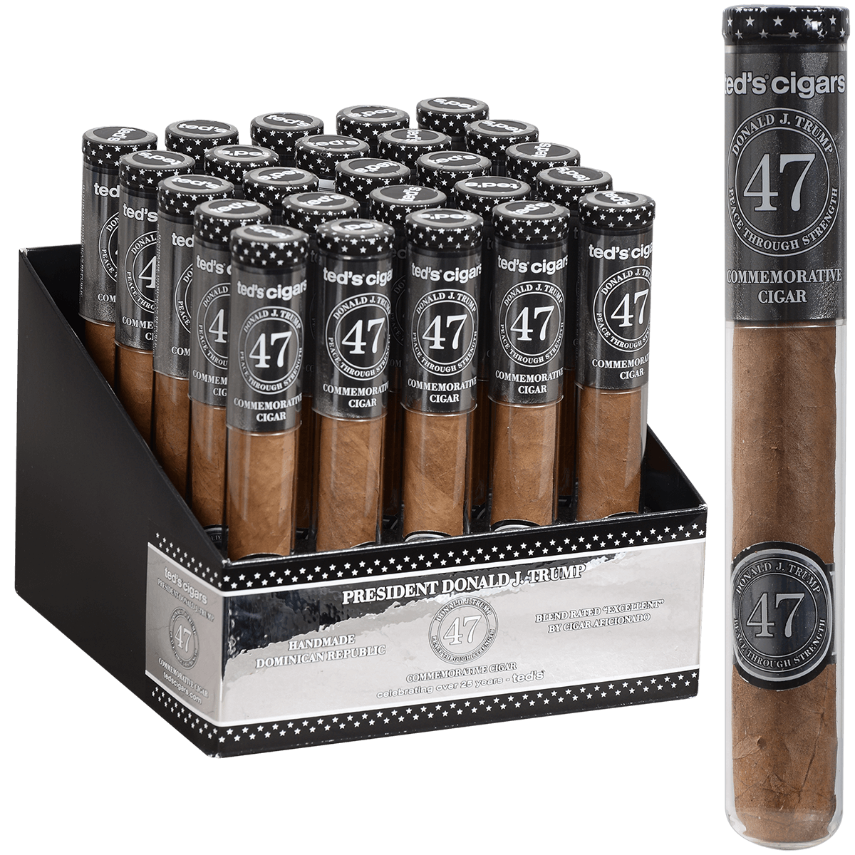The Presidential Cigar (Trump Inauguration) By Ted'S Cigars Glass Tubes 25 Ct. 6.00X50