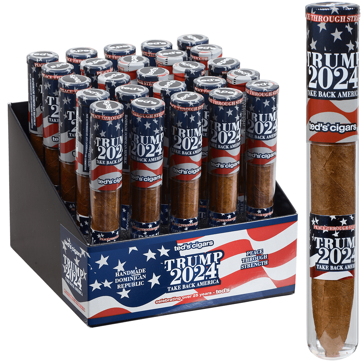 The Presidential Cigar (Trump 2024) By Ted'S Cigars Glass Tubes 25 Ct. 6.00X50