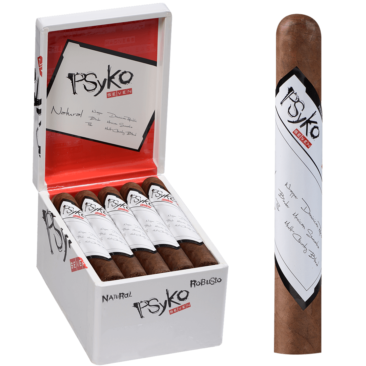Psyko 7 Natural Robusto 20 Ct. Box 5.50X50
