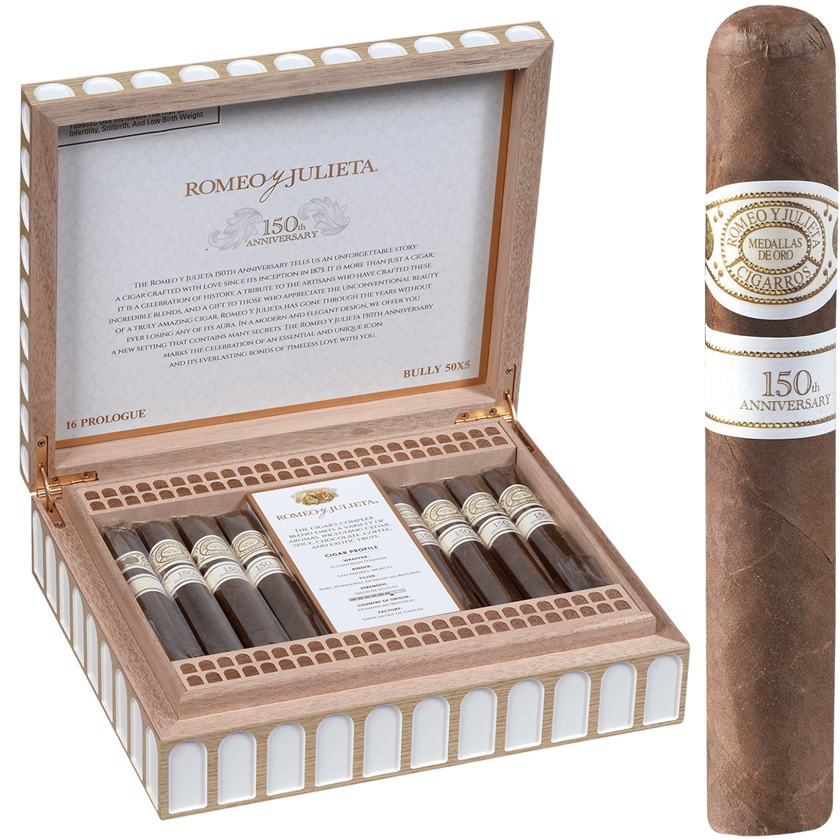 Romeo Y Julieta 150Th Anniversary Prologue 16 Ct. Box 5.00X50