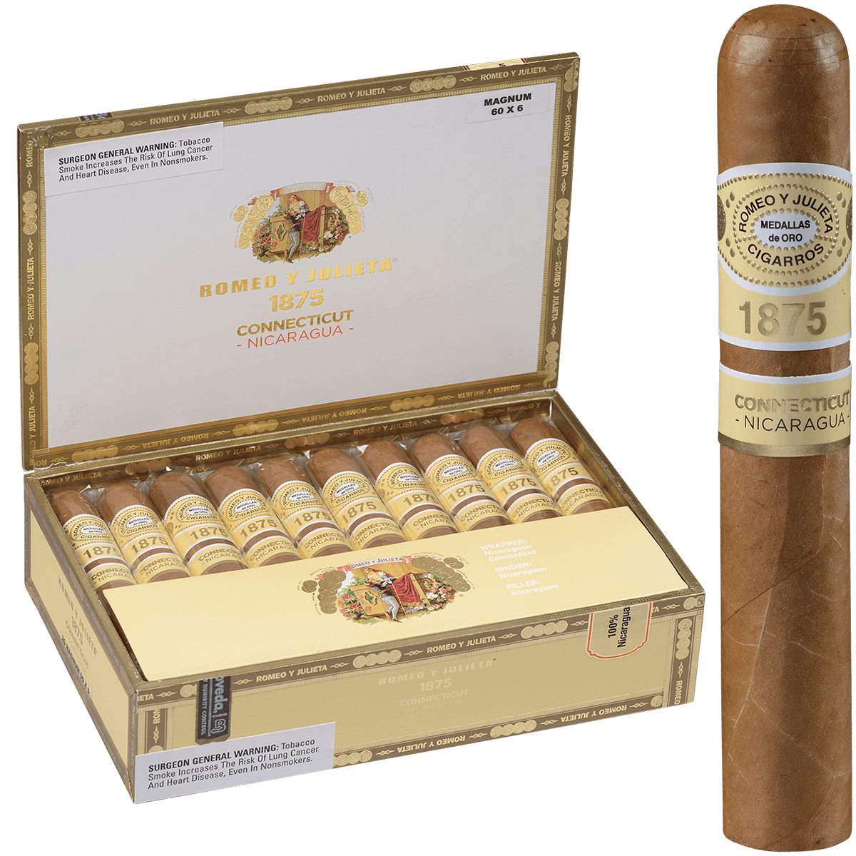Romeo Y Julieta 1875 Connecticut Nicaragua Magnum 20 Ct. Box 6.00X60