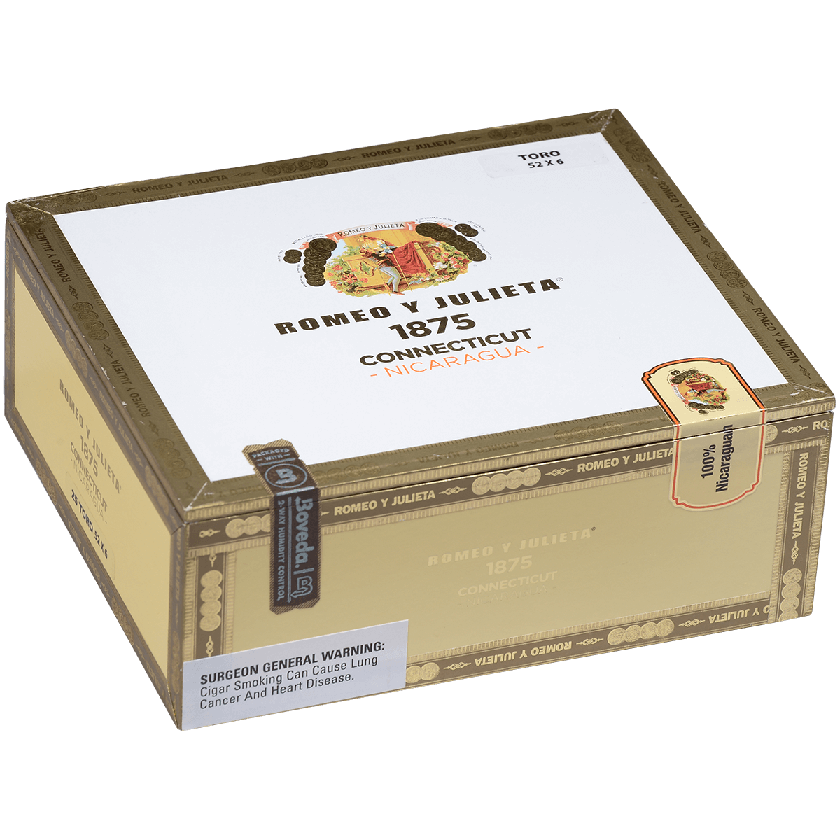 Romeo Y Julieta 1875 Connecticut Nicaragua Toro 25 Ct. Box 6.00X53