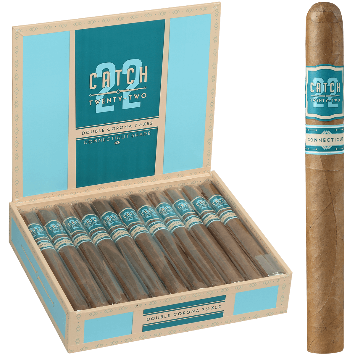 Catch 22 Connecticut By Rocky Patel Double Corona 22 Ct. Box 7.50X52