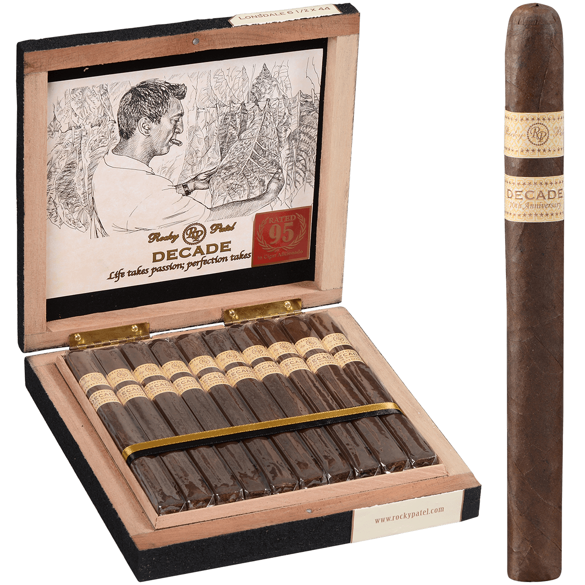 Rocky Patel Decade Box-Pressed Lonsdale 20 Ct. Box 6.50X44