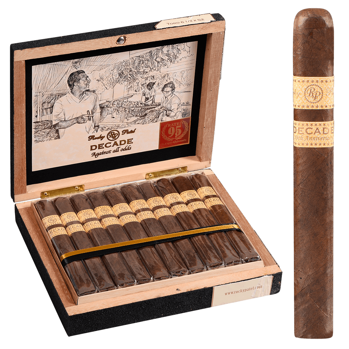 Rocky Patel Decade Box-Pressed Toro 20 Ct. Box 6.50X52