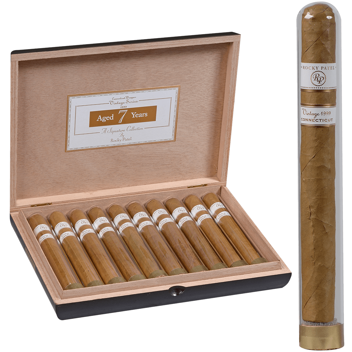 Rocky Patel Vintage 1999 Connecticut Churchill Tubos 10 Ct. Box 7.00X48