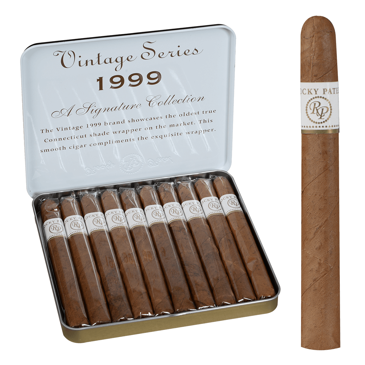 Rocky Patel Vintage 1999 Connecticut Mini'S 10/10 Tins 4.25X32