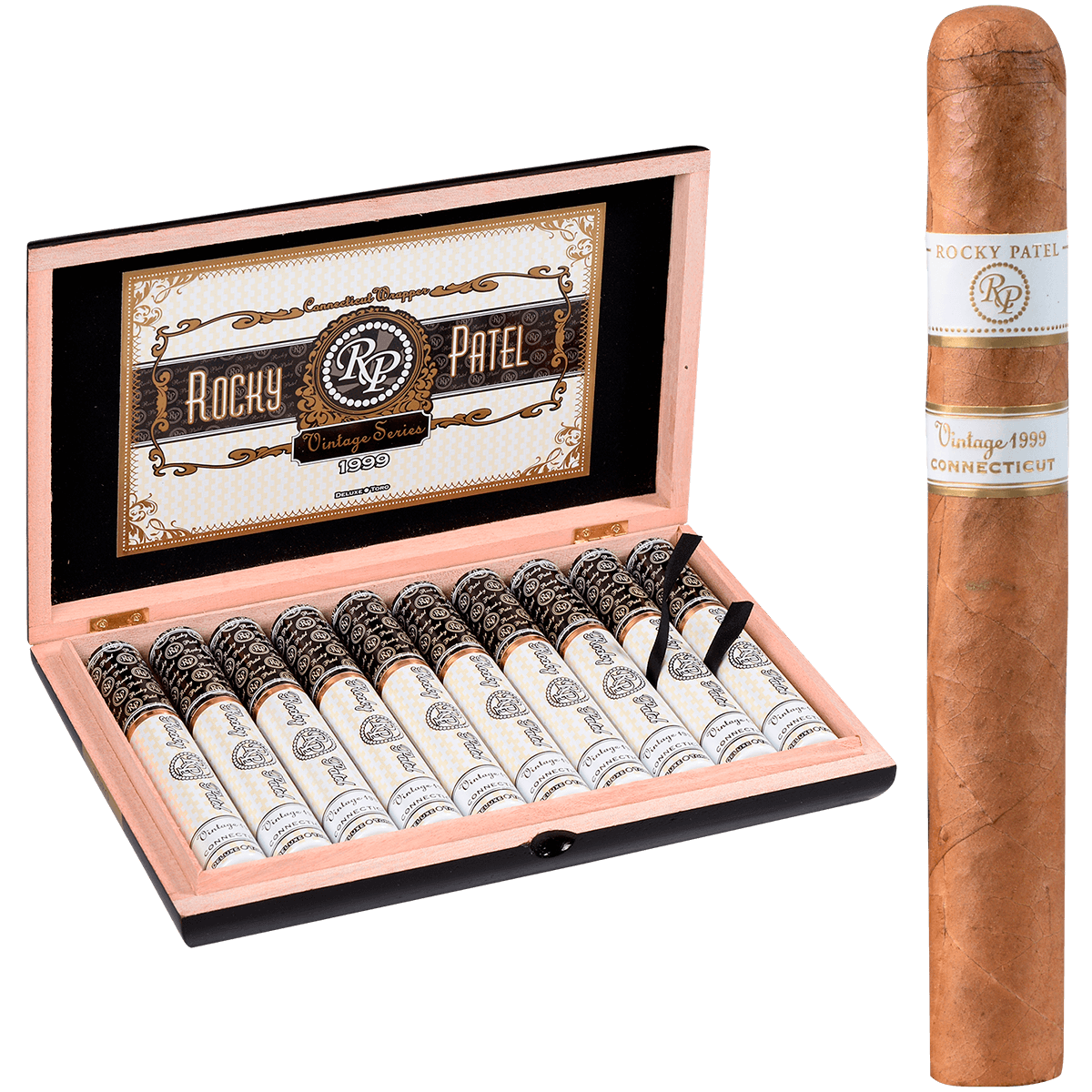 Rocky Patel Vintage 1999 Connecticut Toro Tubos 10 Ct. Box 6.50X52
