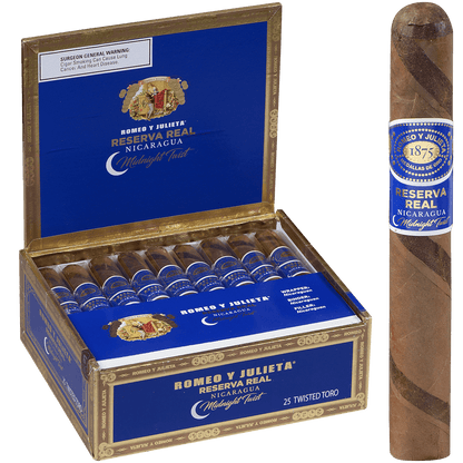 Romeo Y Julieta Reserva Real Nicaragua Midnight Twisted Toro 25 Ct. Box 6.00X54
