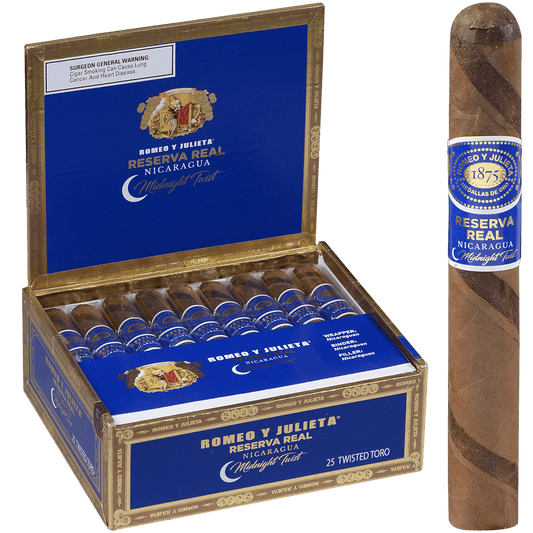 Romeo Y Julieta Reserva Real Nicaragua Midnight Twisted Toro 25 Ct. Box 6.00X54