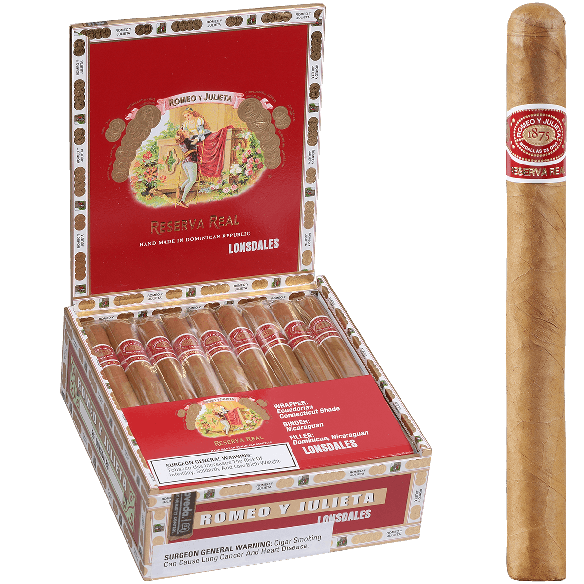 Romeo Y Julieta Reserva Real Lonsdale 25 Ct. Box 6.62X44