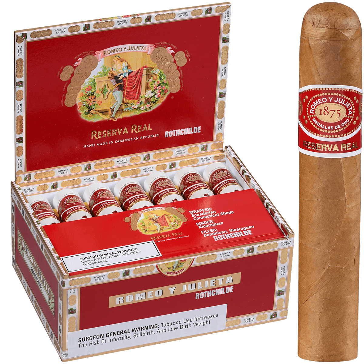 Romeo Y Julieta Reserva Real Rothchilde (Tube) 20 Ct. Box 5.00X52