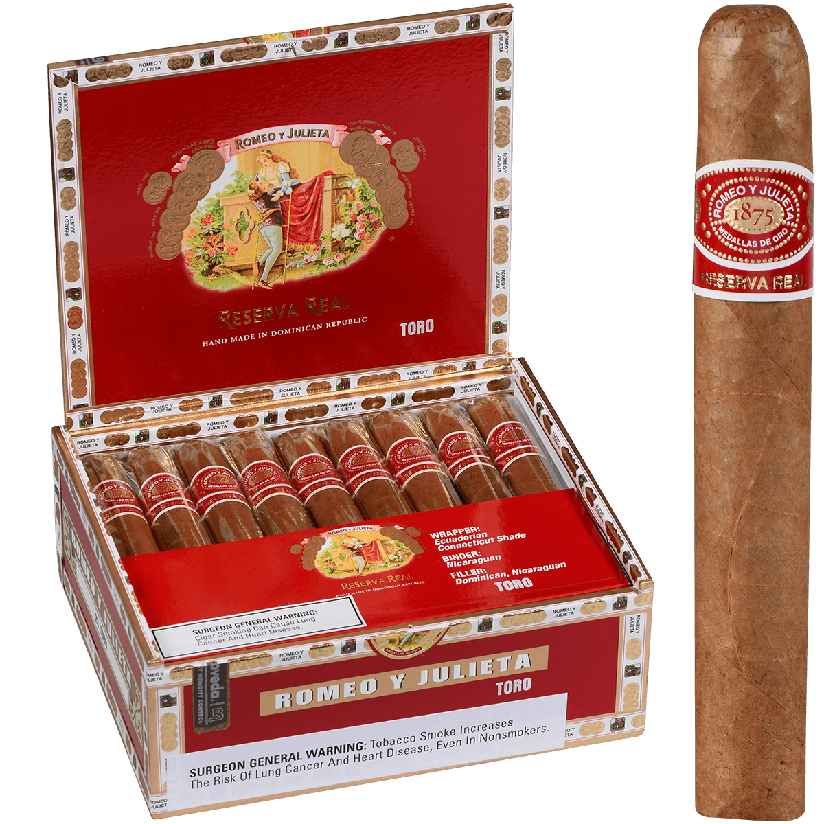 Romeo Y Julieta Reserva Real Toro 25 Ct. Box 6.00X54