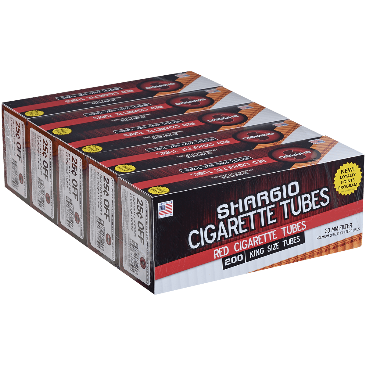 Cigarette Tubes Shargio King Size Red 200 Ct. Box