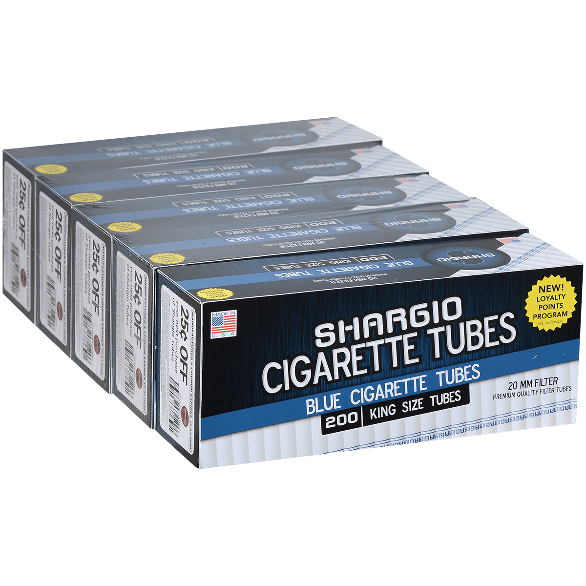 Cigarette Tubes Shargio King Size Blue 200 Ct. Box