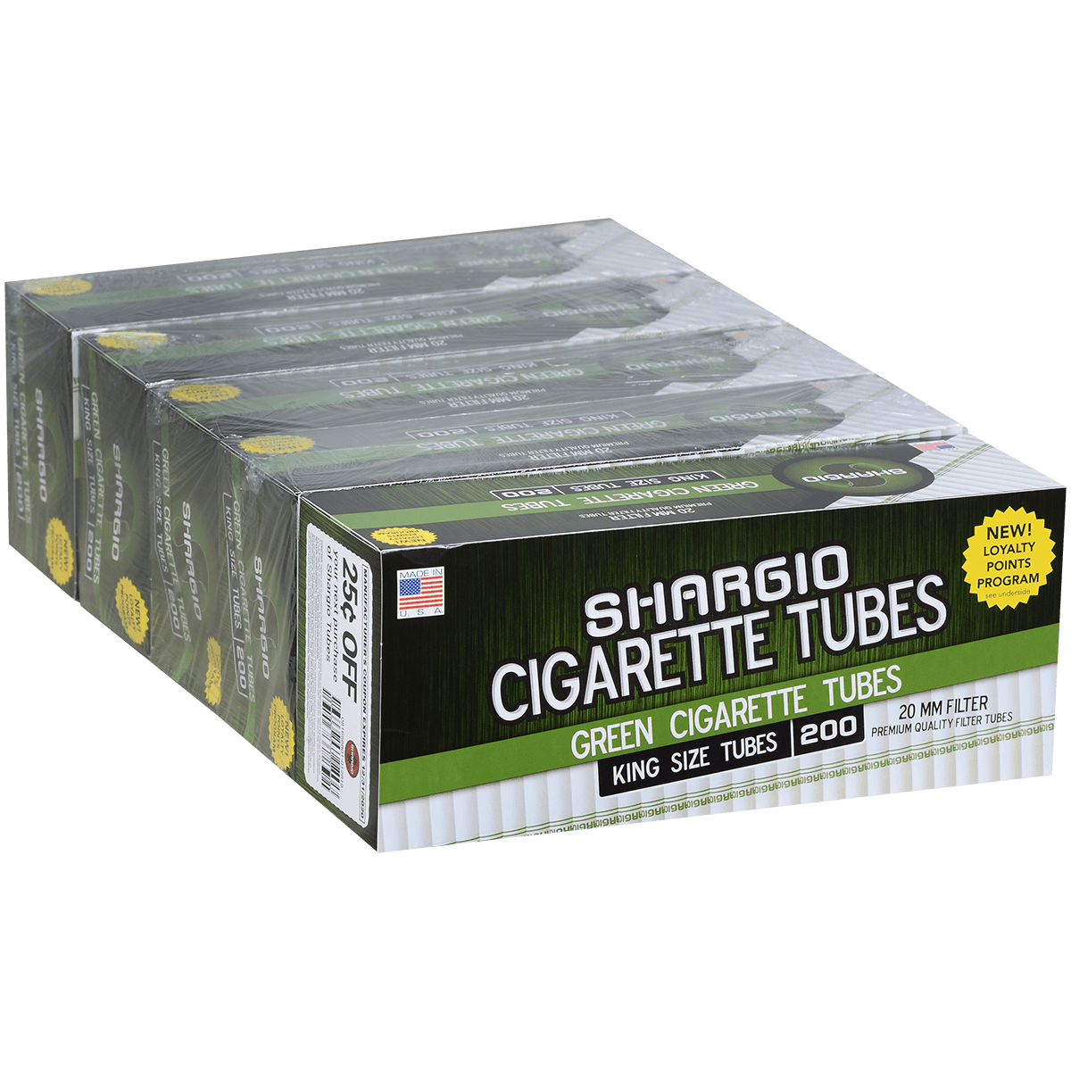 Cigarette Tubes Shargio King Size Green 200 Ct. Box