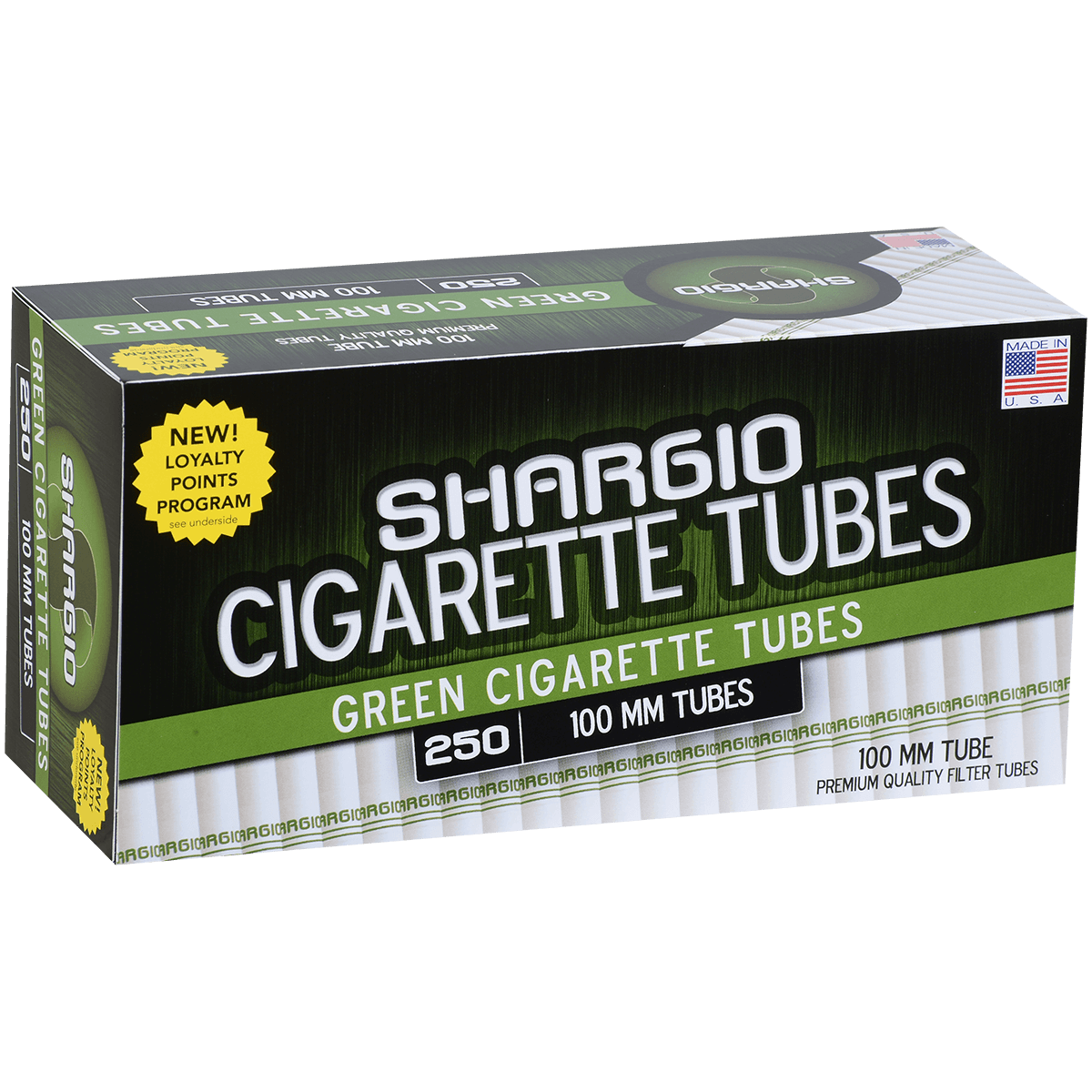 Cigarette Tubes Shargio 100'S Green 250 Ct. Box