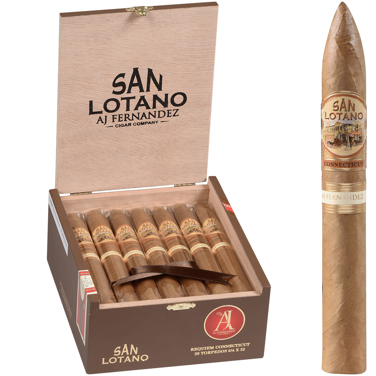 San Lotano Requiem Connecticut By Aj Fernandez Torpedo 20 Ct. Box 6.50X52