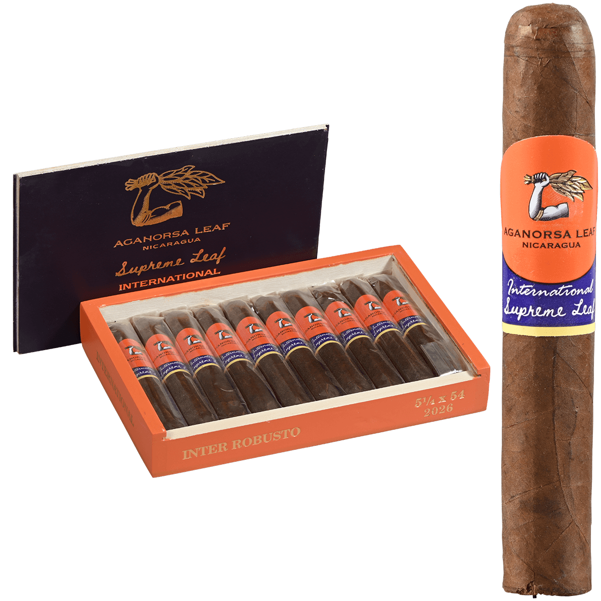 Aganorsa Supreme Leaf International Inter Robusto 5.5X54 10Ct.