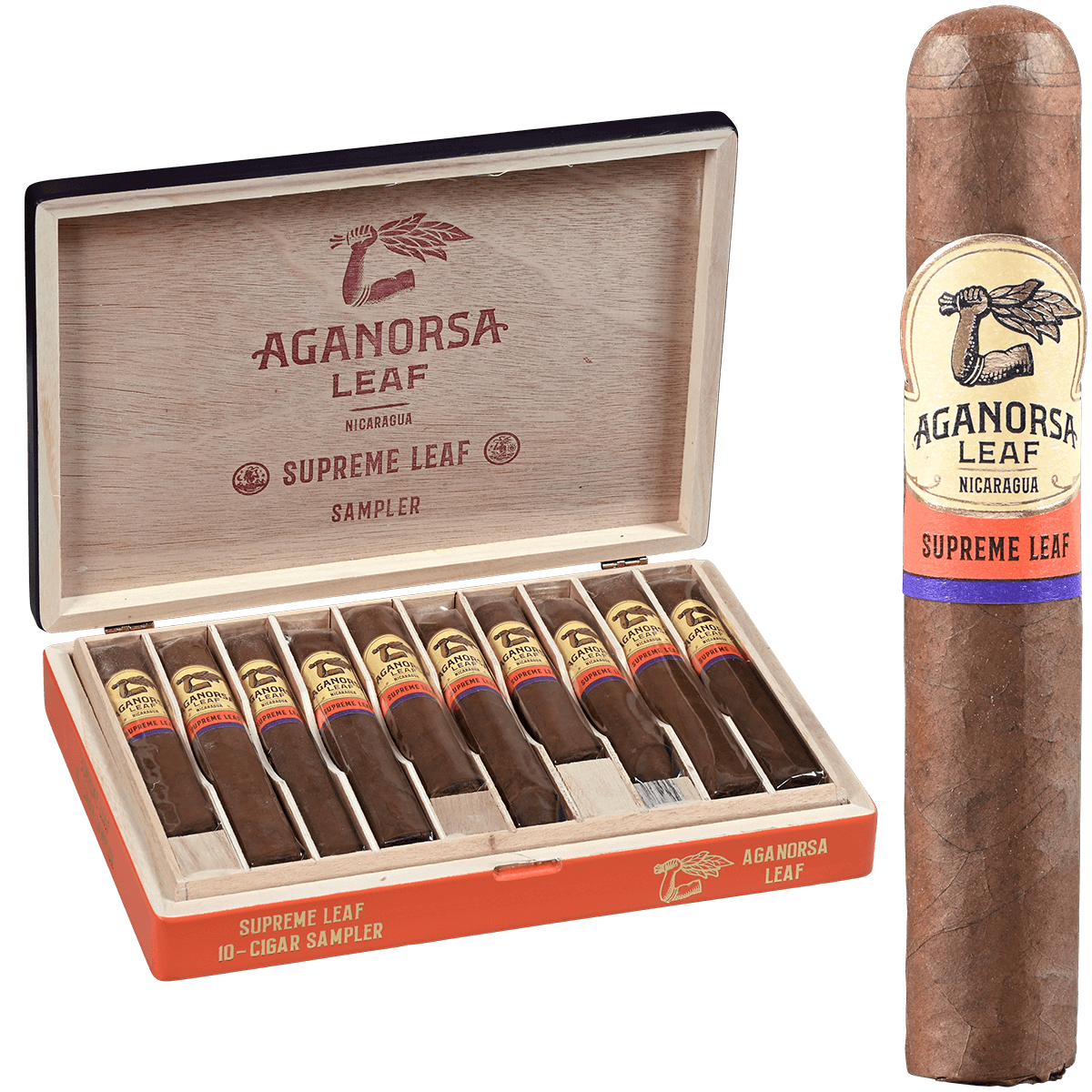 AGANORSA SUPREME LEAF SAMPLER BOX PRESSED 10CT