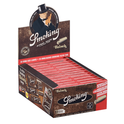 **PAPERS SMOKING KING SIZE BROWN WITH TIPS UNBLEACHED 24/33 CT. BOX
