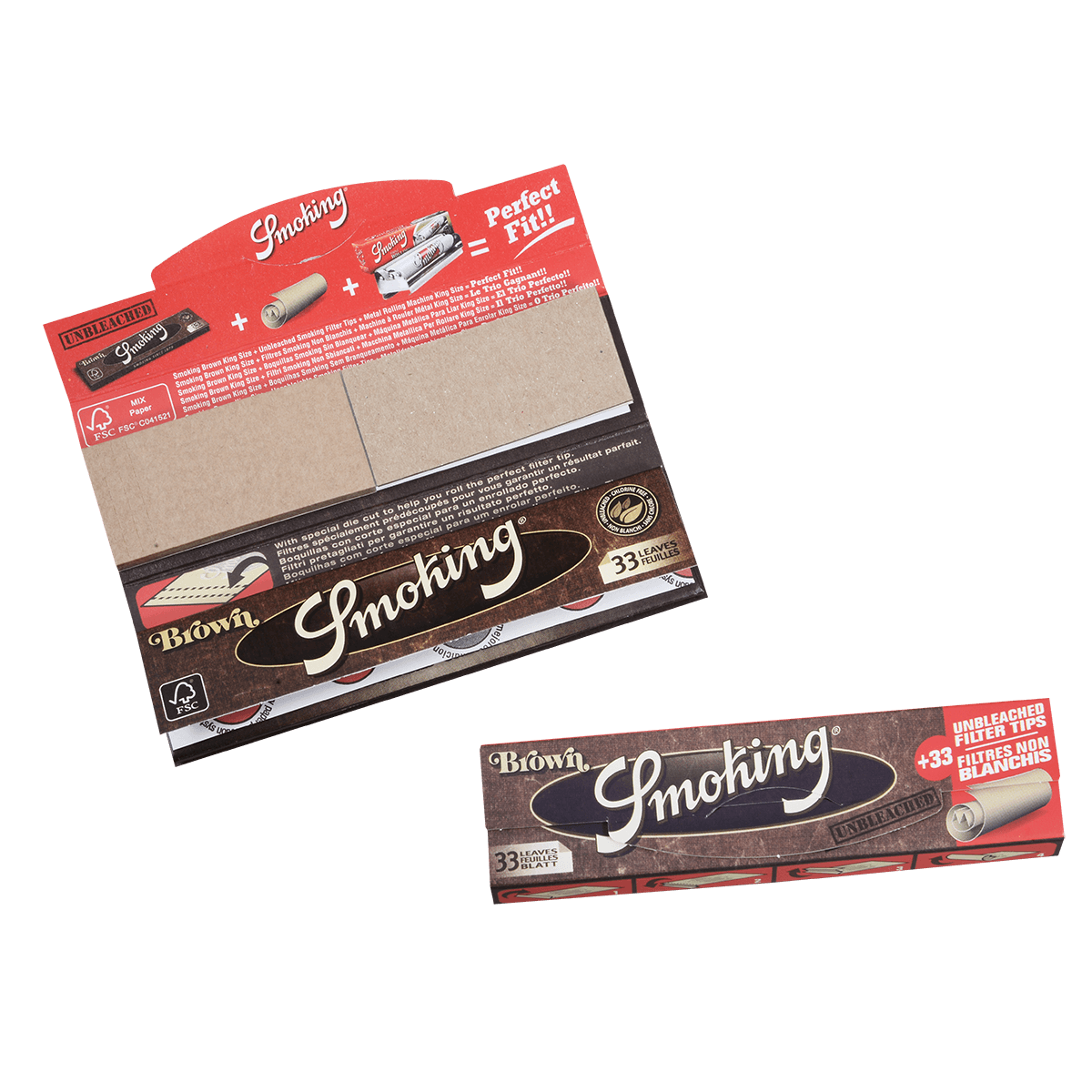 **PAPERS SMOKING KING SIZE BROWN WITH TIPS UNBLEACHED 24/33 CT. BOX