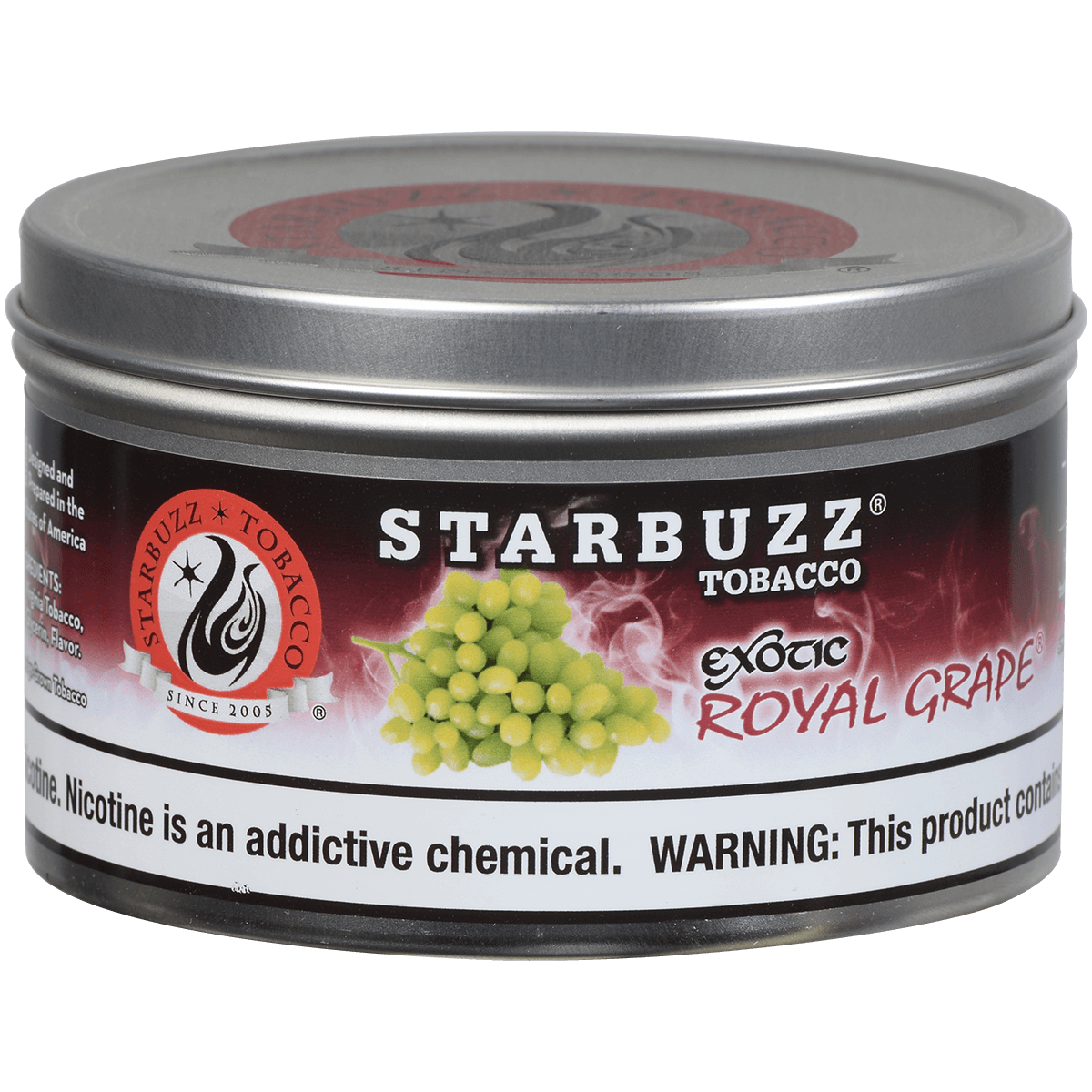 Starbuzz Hookah Tobacco Exotic Royal Grape 250 Gram Tin 12 To A Case