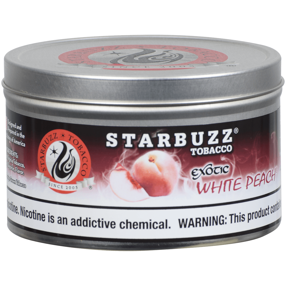 Starbuzz Hookah Tobacco Exotic White Peach 250 Gram Tin 12 To A Case