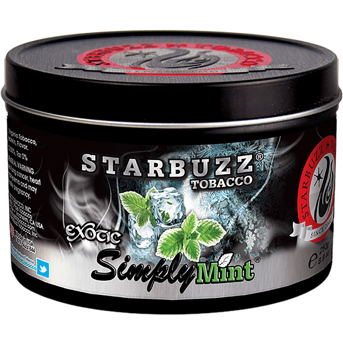Starbuzz Hookah Tobacco Exotic Simply Mint 250 Gram Tin 12 To A Case