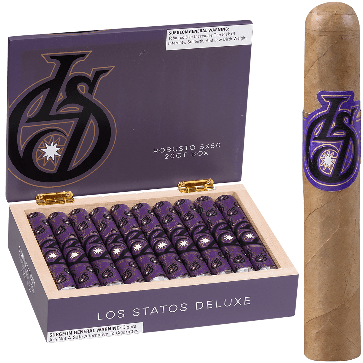Los Statos Deluxe Connecticut Robusto 20 Ct. 5 X 50 Bx