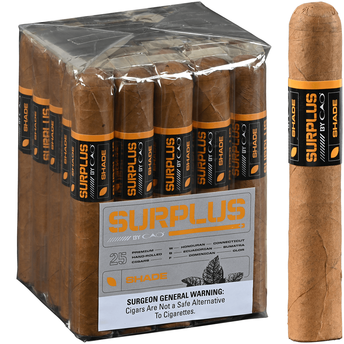SURPLUS BY CAO SHADE GIGANTE 25 CT. BUNDLE 6X60