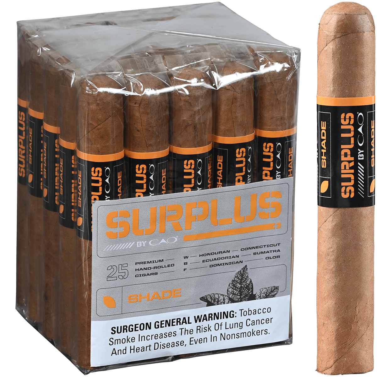 Surplus By Cao Shade Robusto Bundle  25 Ct. 5.00X50
