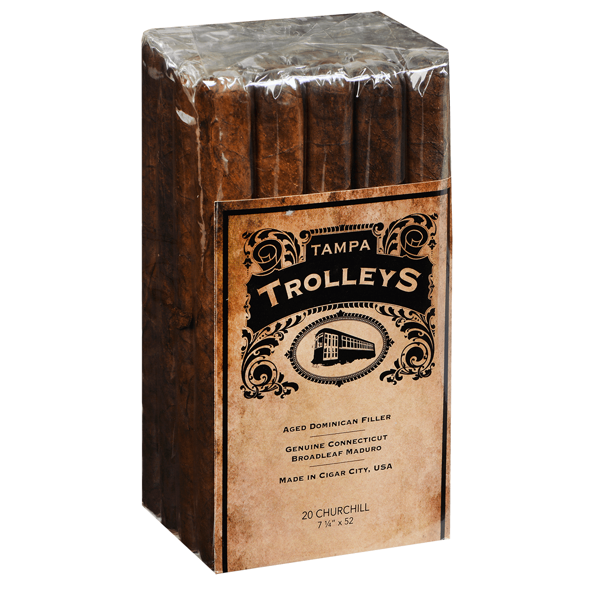 Tampa Trolleys Churchill Maduro 20 Ct. Bundle 7.25X52