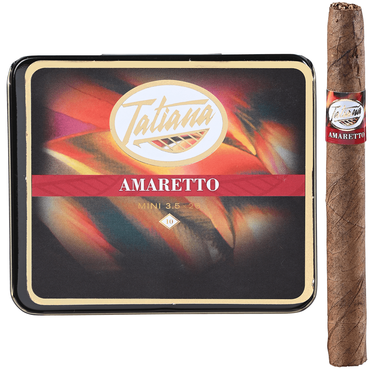 TATIANA MINI AMARETTO 5/10 CIGARILLOS TINS 3.5X26
