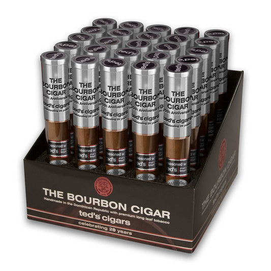 The Bourbon Cigar By Teds 10Th Anniversary Glass Tubes 25 Ct. Box 6.00X50
