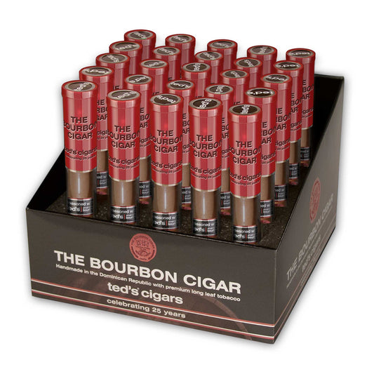 The Bourbon Cigar By Teds 538 Glass Tubes 25 Ct. Box 5.00X38