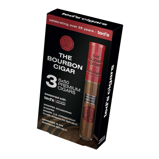 The Bourbon Cigar By Ted'S 650 Glass Tubes 3 Ct. Box 6.00X50