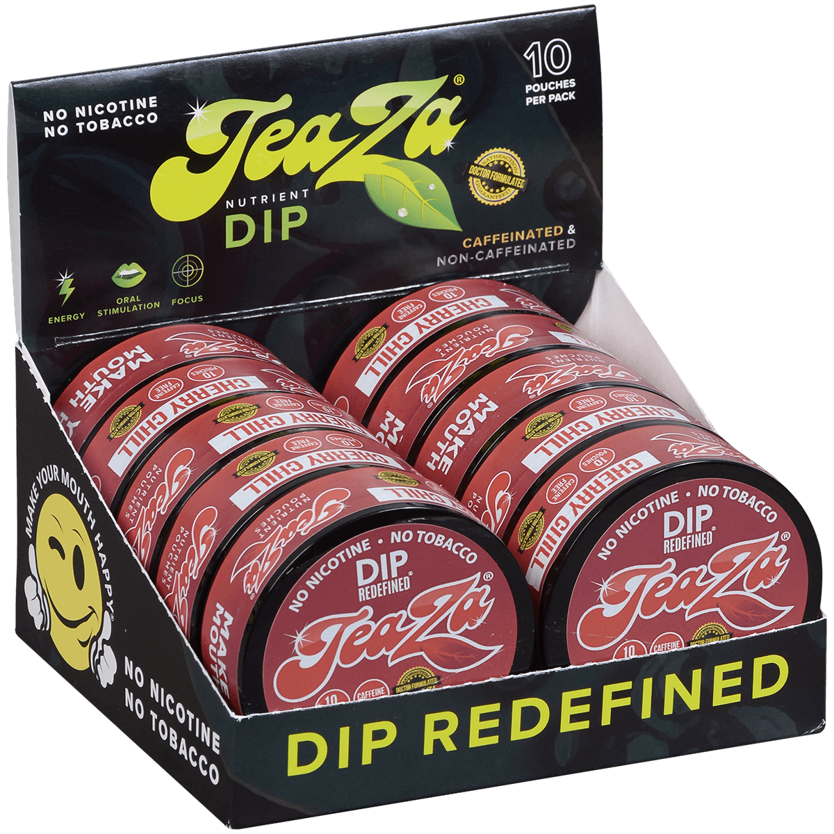 Teaza Energy Pouches Cherry Chill Caffeine Free 1/10 Tins