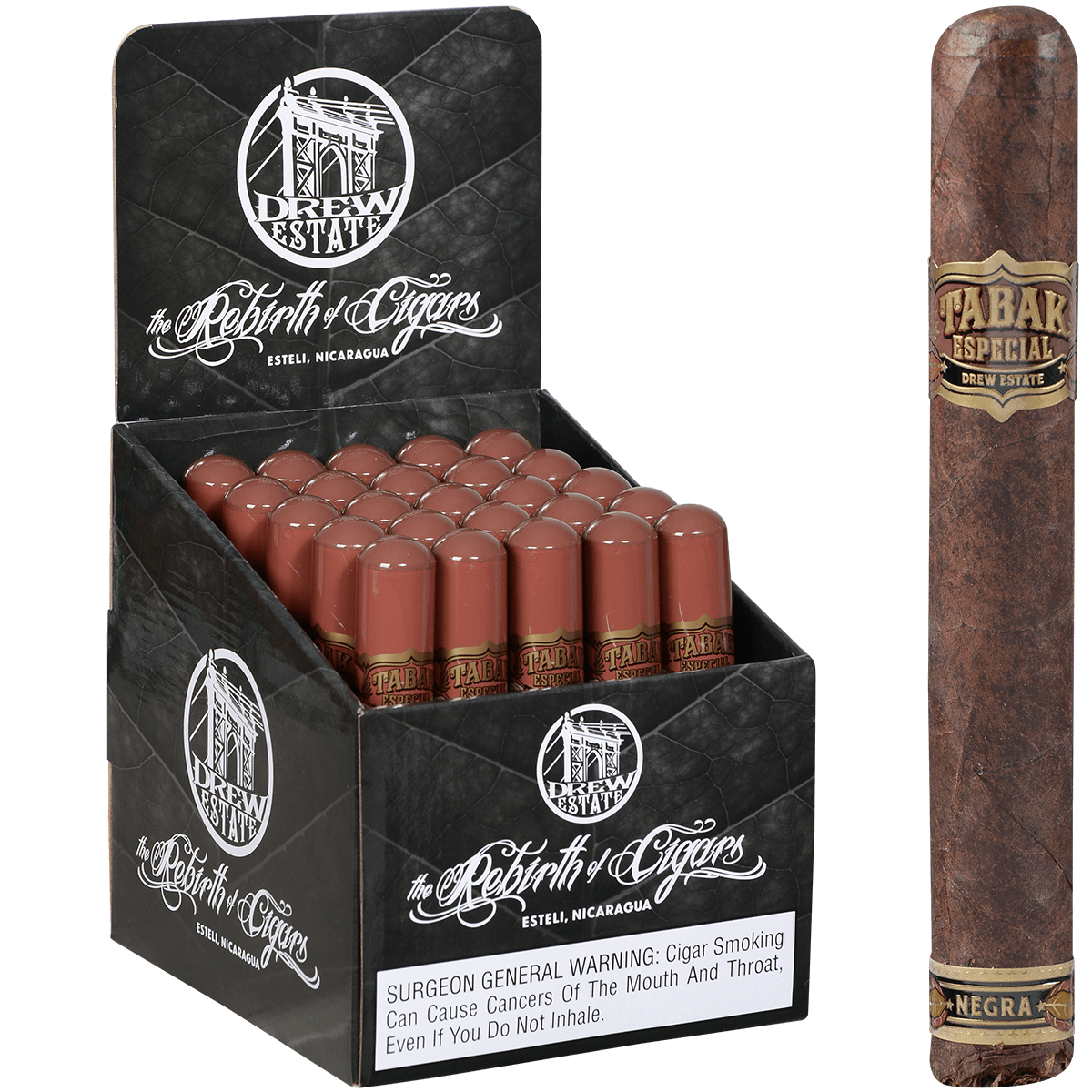 Tabak Especial By Drew Estate Negra Toro Tubos 25 Ct. Display 6.00X52