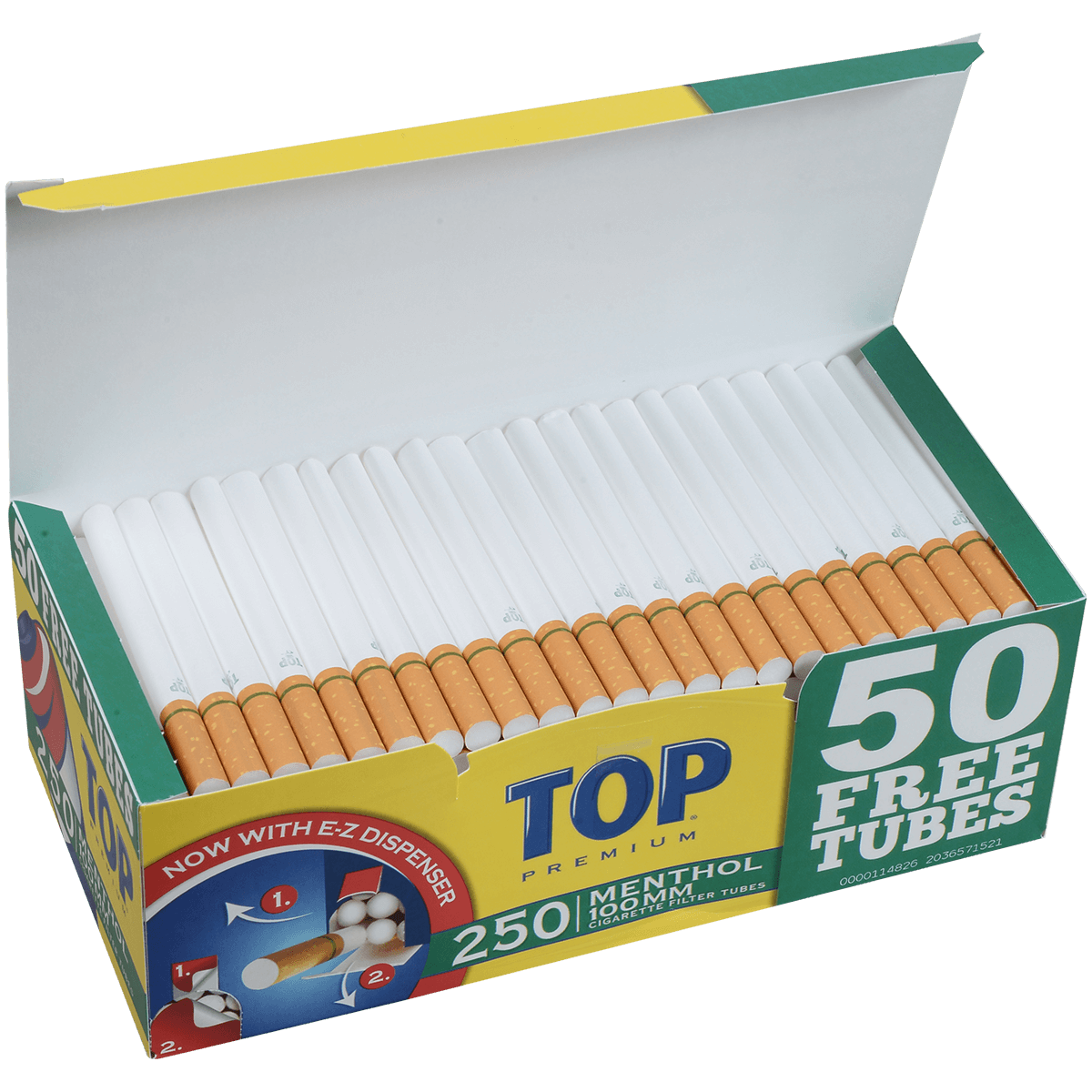 Cigarette Filter Tubes Top 100Mm Menthol Bonus 250 Ct. Box
