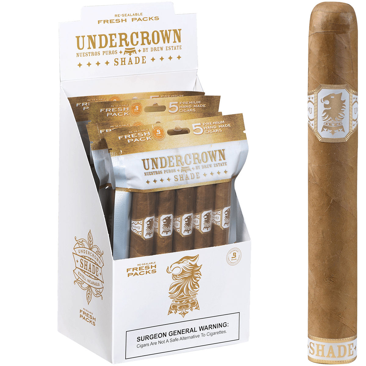 Undercrown Ct Shade Gran Toro Five Fresh Packs 5/5 Ct. Box 6.00X52