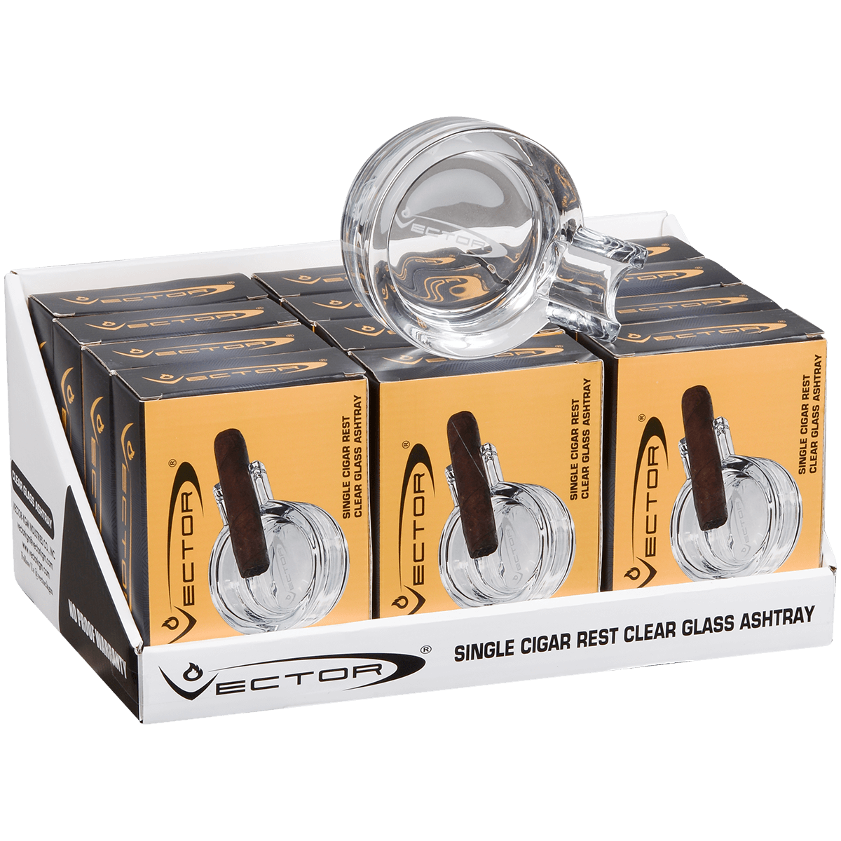 Ashtray Vector Single Cigar Rest Glass Clear 12 Ct. Tray