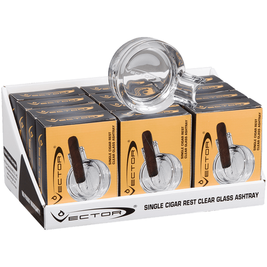 Ashtray Vector Single Cigar Rest Glass Clear 12 Ct. Tray